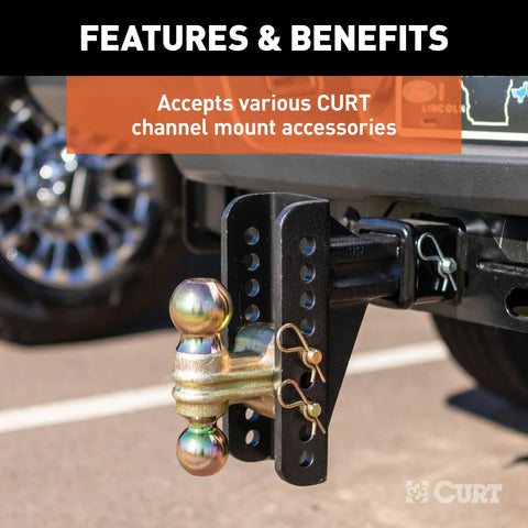 CURT 45908 Adjustable Channel Mount with 2-5/16 Ball & Pintle (2-1/2 Shank, 20,000 lbs.)