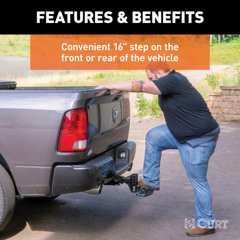 CURT 45909 Folding Hitch Step for Adjustable Channel Mount