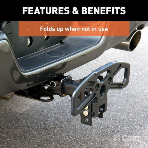 CURT 45909 Folding Hitch Step for Adjustable Channel Mount