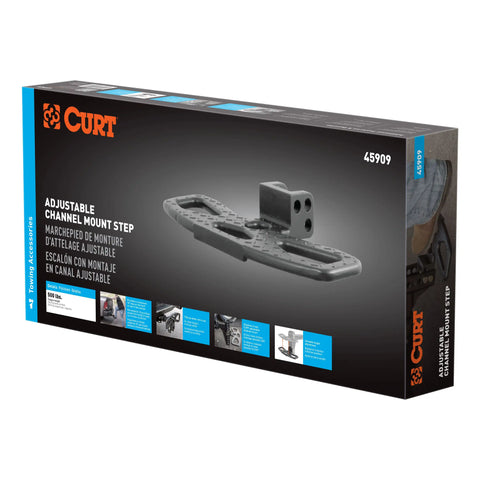 CURT 45909 Folding Hitch Step for Adjustable Channel Mount