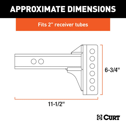 CURT 45911 Replacement 2 Adjustable Channel Mount Shank (Fits #45901, 6,000 lbs.)