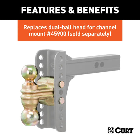 CURT 45912 Replacement Dual-Ball for Adjustable Channel Mount (Fits 45900, 45926)