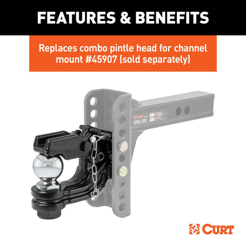CURT 45920 Replacement Channel Mount Ball & Pintle Hitch (2-5/16 Ball, 13,000 lbs.)
