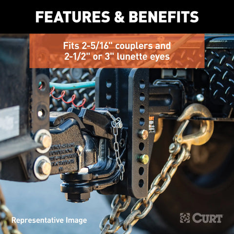 CURT 45920 Replacement Channel Mount Ball & Pintle Hitch (2-5/16 Ball, 13,000 lbs.)