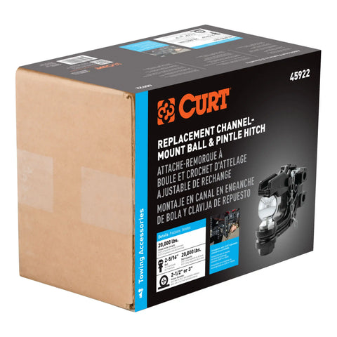 CURT 45922 Replacement Channel Mount Ball & Pintle Hitch (2-5/16 Ball, 20,000 lbs.)