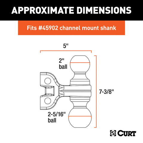 CURT 45923 Replacement Dual-Ball for Adjustable Channel Mount (Fits 45902, 45927)