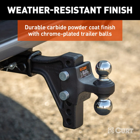 CURT 45935 Adjustable Trailer Hitch Ball Mount with Dual Ball, 2 Shank, 15K