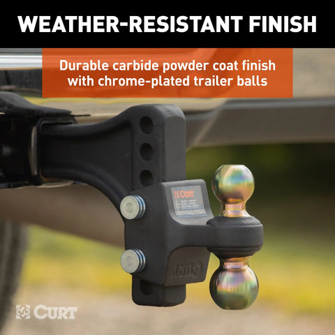 CURT 45937 HD Adjustable Trailer Hitch Ball Mount with Dual Ball, 2-1/2 Shank, 20K