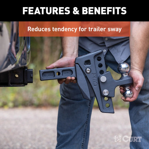 CURT 45951 Rebellion XD Adjustable Cushion Hitch (2 Shank, 2", 2-5/16 Balls, 15K)