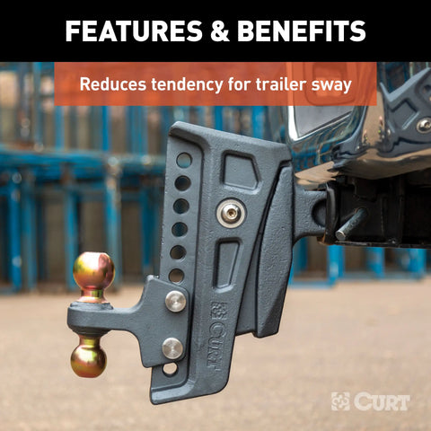 CURT 45955 Rebellion XD Adjustable Cushion Hitch (2-1/2 Shank, 2", 2-5/16 Balls, 20K)
