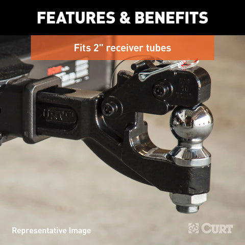 CURT 48006 Receiver-Mount Ball & Pintle Hitch (2 Shank, 2-5/16 Ball, 12,000 lbs.)