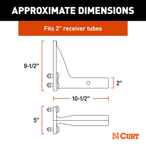 CURT 48011 SecureLatch Adjustable Pintle Mount (2 Shank, 20,000 lbs.)