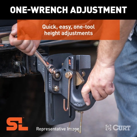 CURT 48011 SecureLatch Adjustable Pintle Mount (2 Shank, 20,000 lbs.)