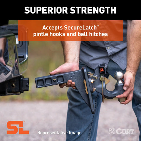 CURT 48011 SecureLatch Adjustable Pintle Mount (2 Shank, 20,000 lbs.)