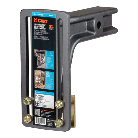 CURT 48016 SecureLatch Adjustable Pintle Mount (2-1/2 Shank, 20,000 lbs.)