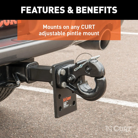 CURT 48210 - Pintle Hook (20000 lbs. 2-1/2in. or 3in. Lunette Rings)