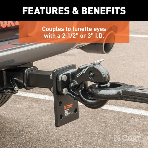CURT 48215 Pintle Hook (30,000 lbs., 2-1/2 or 3 Lunette Rings)
