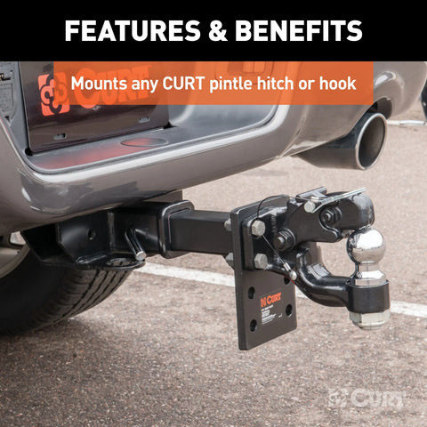 CURT 48324 Adjustable Pintle Mount (2 Shank, 10,000 lbs., 7 High, 8 Long)