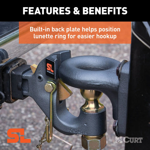 CURT 48406 SecureLatch Receiver-Mount Ball & Pintle Hitch (2 Shank, 2-5/16 Ball, 14K)