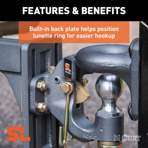 CURT 48410 SecureLatch Ball & Pintle Hitch (2-5/16 Ball, 20,000 lbs.)