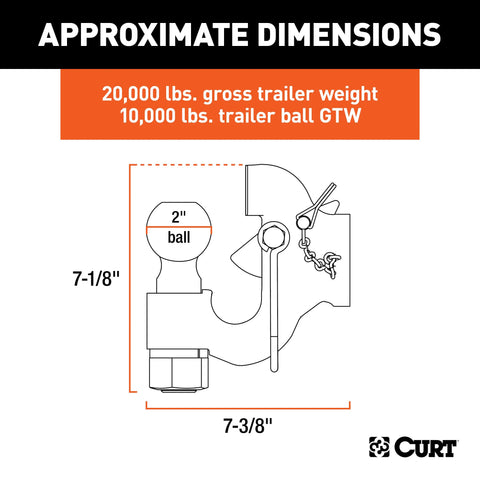 CURT 48411 SecureLatch Ball & Pintle Hitch (2 Ball, 20,000 lbs.)