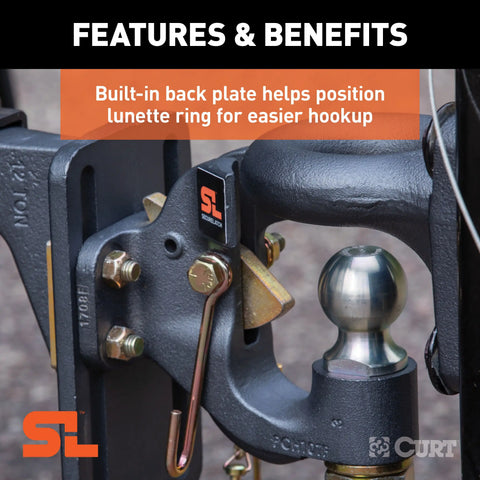 CURT 48411 SecureLatch Ball & Pintle Hitch (2 Ball, 20,000 lbs.)