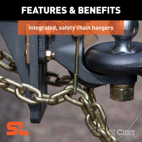 CURT 48411 SecureLatch Ball & Pintle Hitch (2 Ball, 20,000 lbs.)