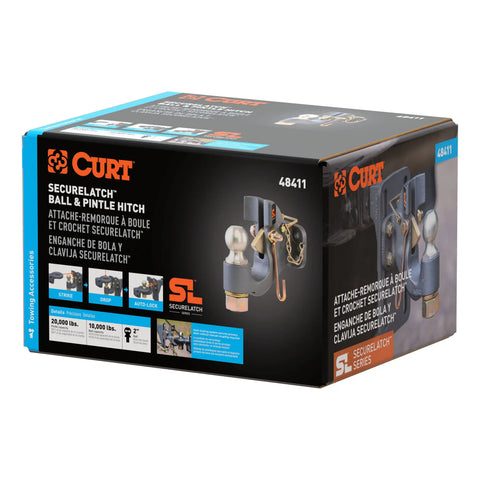 CURT 48411 SecureLatch Ball & Pintle Hitch (2 Ball, 20,000 lbs.)
