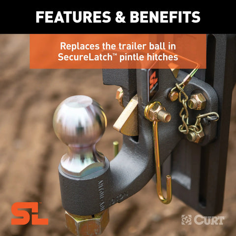 CURT 48430 Replacement SecureLatch 2-5/16 Pintle Ball (14,000 lbs, 1-1/4 Shank)