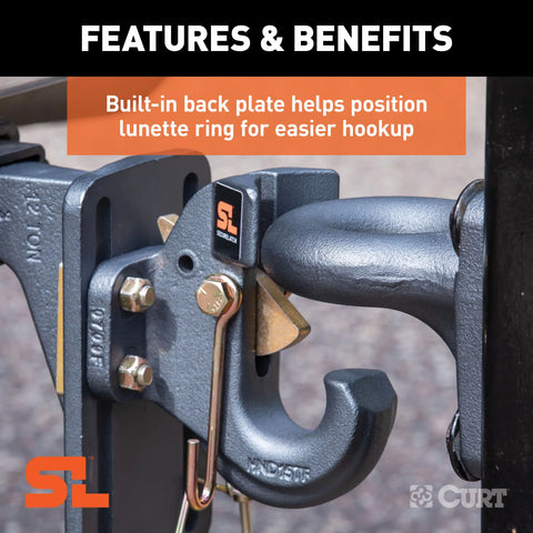 CURT 48505 SecureLatch Pintle Hook, 30,000 Pounds, Mount Required