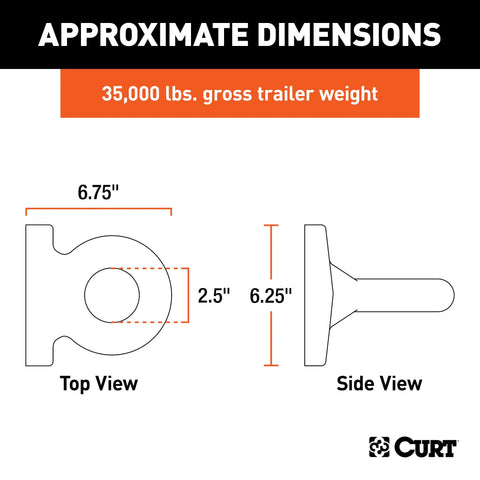 CURT 48550 Flush-Mount Lunette Ring (35,000 lbs., 2-1/2 I.D.)