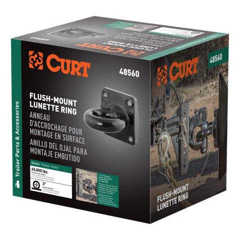 CURT 48560 Flush-Mount Lunette Ring (60,000 lbs., 3 I.D.)