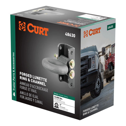 CURT 48630 Adjustable Lunette Ring (12,000 lbs., 3 Eye, 7-1/2 Channel Height, Packaged)