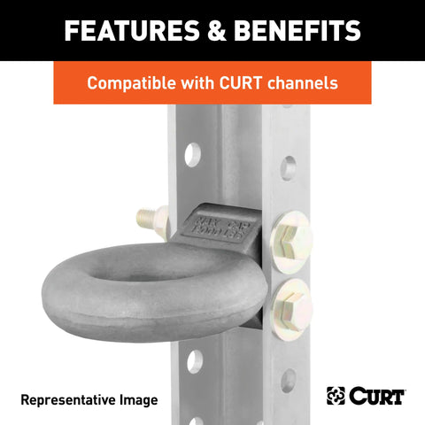 CURT 48660 Channel-Style Lunette Ring (24,000 lbs., 3 I.D., Raw)