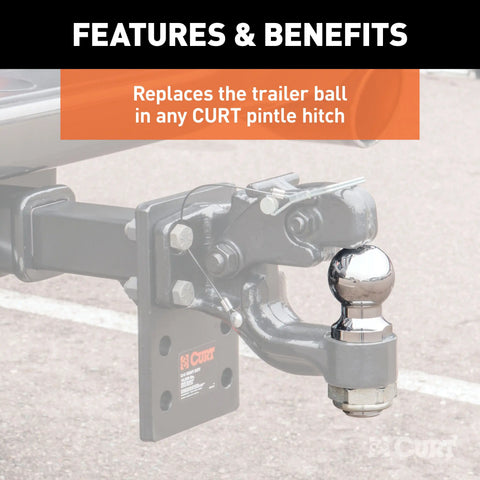 CURT 48820 Replacement 2 Pintle Ball (10,000 lbs., 1-1/4 Shank)