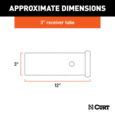CURT 49513 - 3-Inch x 12-Inch Weld-On Raw Steel Trailer Hitch Receiver Tube