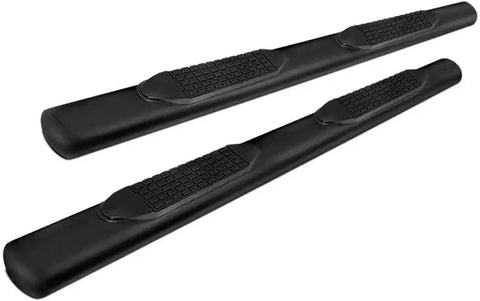 TrailFX A1537B - 4 Inch Oval Straight Powder Coated Black Mild Steel Rocker Panel Mount Cab & Chassis - Crew Cab