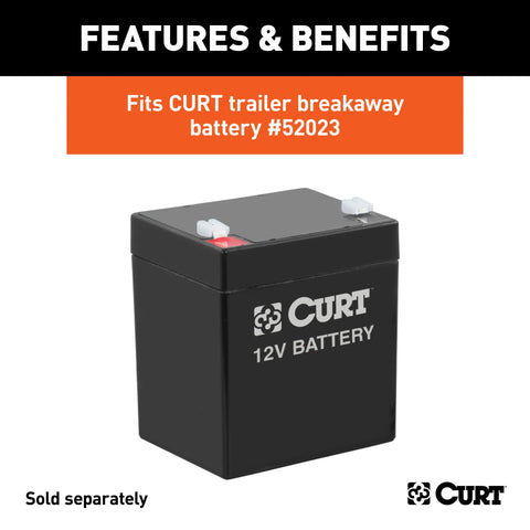 CURT 52022 - 6in. x 5-1/2in. 3-1/4in. Breakaway Battery Case with Lockable Tab
