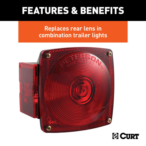 CURT 53445 - Replacement Red Combination Trailer Light Lens