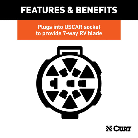 CURT 55416 - Heavy-Duty Replacement OE 7-Way RV Blade Socket (Plugs into USCAR)
