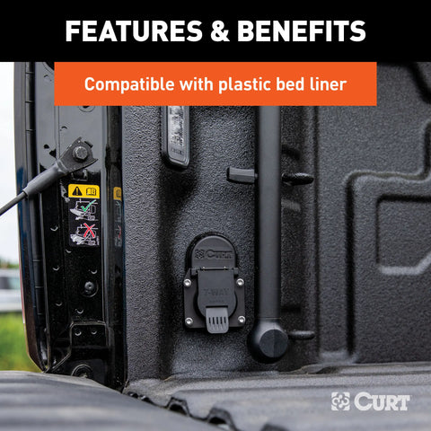 CURT 55417 - Truck Bed 7-Way Opening Cover Plate Compatible with Chevrolet GMC