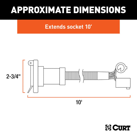 CURT 56000010 - 10ft. Custom Wiring Extension Harnesses (Adds 7-Way RV Blade to Truck Bed 10-Pa