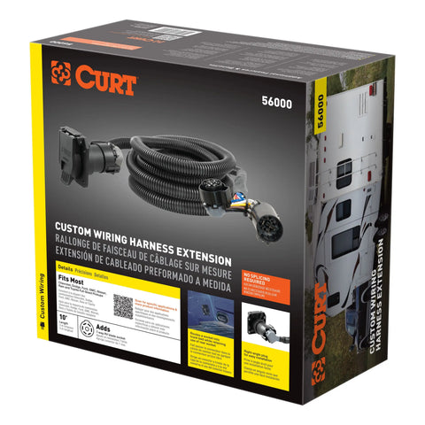 CURT 56000 - 10ft. Custom Wiring Extension Harness (Adds 7-Way RV Blade to Truck Bed)