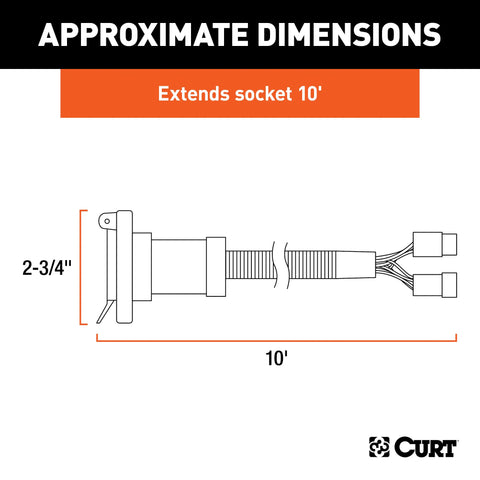 CURT 56001 - 10ft. Custom Wiring Extension Harness (Adds 7-Way RV Blade to Truck Bed)