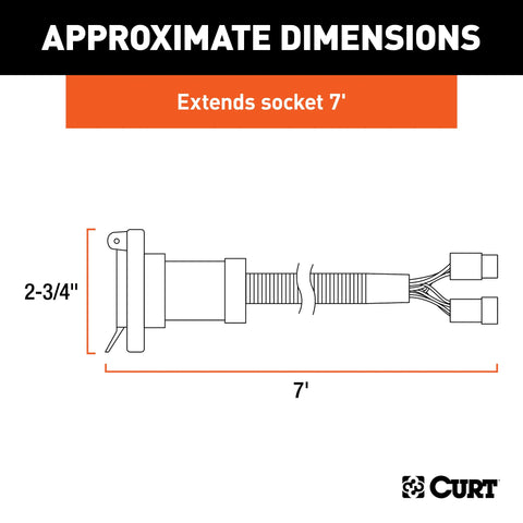 CURT 56071 - 7ft. Custom Wiring Extension Harness (Adds 7-Way RV Blade to Truck Bed)