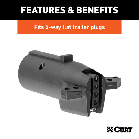 CURT 57250 - 7-Way RV Blade Vehicle-Side to 5-Way Flat Trailer Wiring Adapter