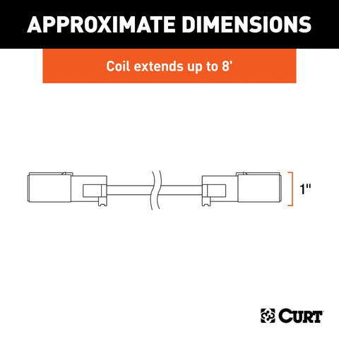 CURT 57286 - 8ft. Dinghy Towing Electrical Extension/Sockets (6-Way Round)