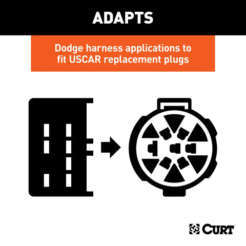 CURT 57300 - 8-Prong Factory Harness Adapter (Rectangular to USCAR Socket)