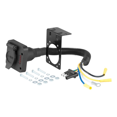 CURT 57626 - Electrical Adapter with Tester (4-Way Flat Vehicle to 6-Way Round Trailer)