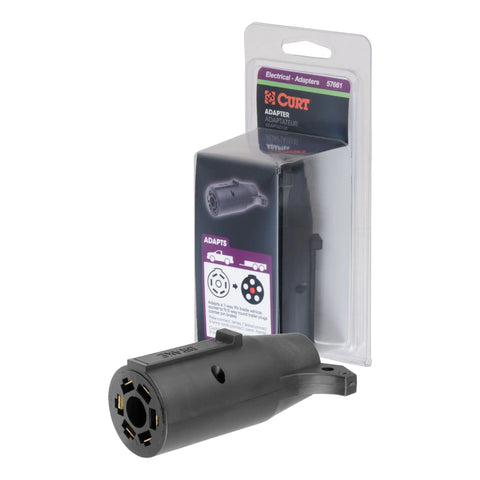 CURT 57661 - Electrical Adapter (7-Way RV to 6-Round Trailer Center Pin Brake Packaged)